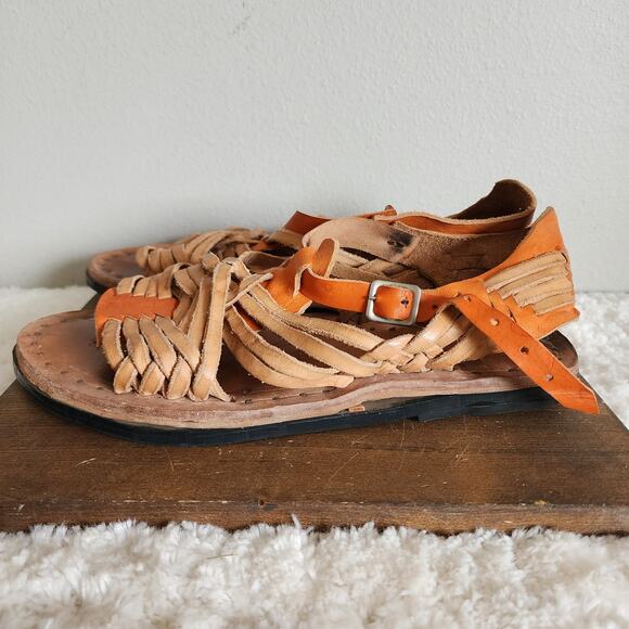 Men's Boho Hand Crafted Huaraches Leather Strappy Sandals Men's Size 8 - Picture 7 of 12